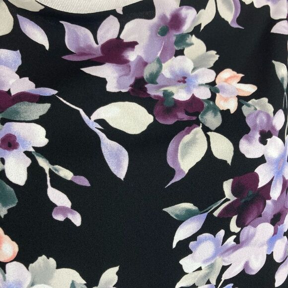 WHBM BNWT elegant purple floral print lined blouse w/ flutter sleeves - Picture 2 of 11